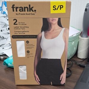 Frank & Oak Size S White and Light Grey 2 Pack of Smoothing Contour Tank Tops